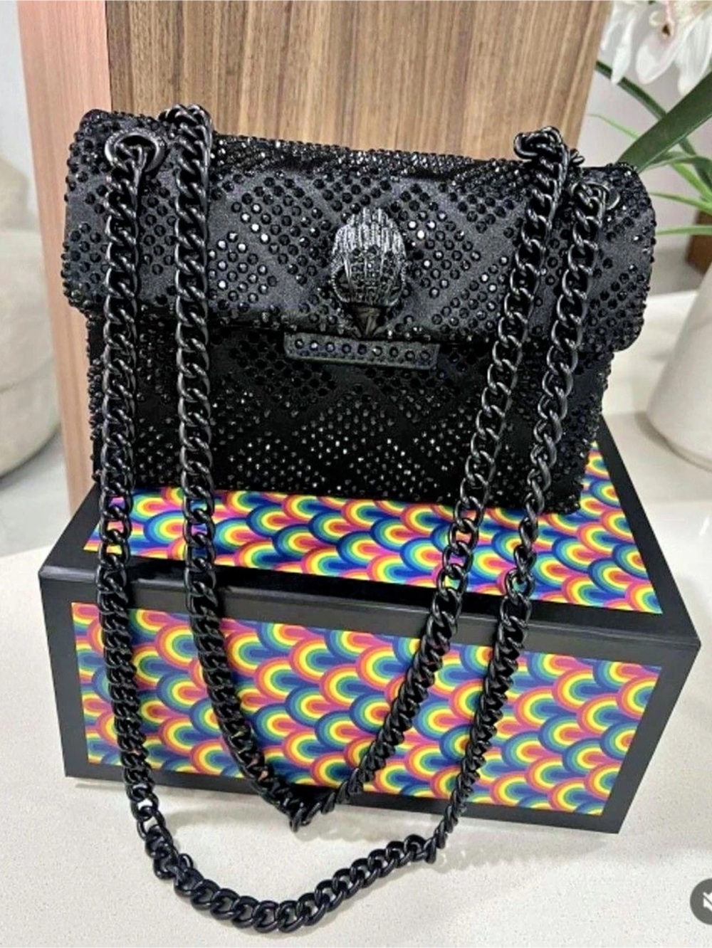 Kurt Geiger London Mini Crystal Kensington Bag Black